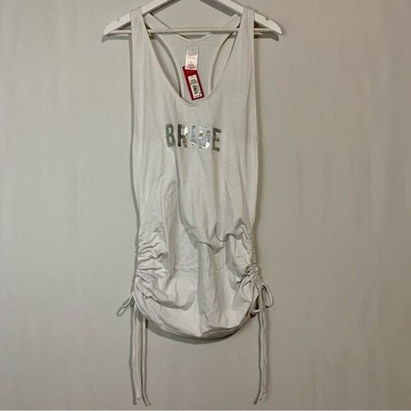 Xhilaration Women’s Bride Ruched Swim Cover Up Racerback Tank White & Silver NWT - Picture 1 of 8